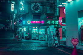 free neon teal street 4k pc