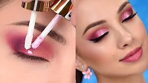 pink sparkly smokey eye makeup tutorial