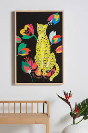 Cheetah Wild Life Colored Fl Wall Art