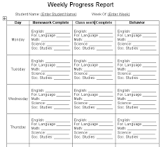 Weekly Progress Report Template Report Cards Pinterest