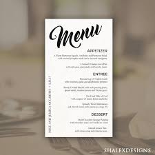 Wedding Menu Template Printable Dinner Menu Photoshop Psd Instant Download