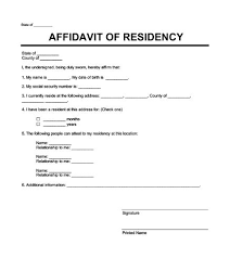 what is a residency affidavit