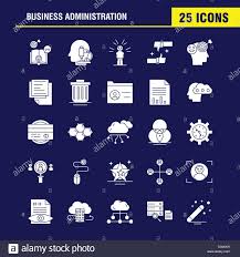 Business Administration Solid Glyph Icons Set For