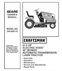 Craftsman Tractor Parts Manual 944 600110