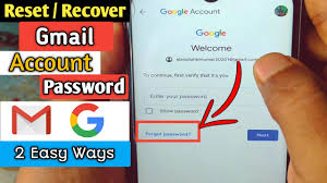 reset or recover gmail account pword