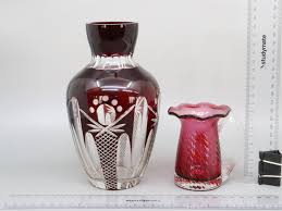 Flash Cut Ruby Over Lear Glass Vase