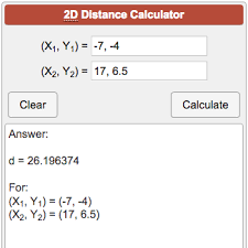 To find the distance traveled by hand you must: 2d Distance Calculator