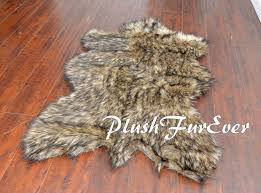 wolf skin synthetic rug rustic decor