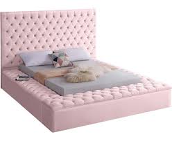 bliss pink velvet queen bed blisspink q