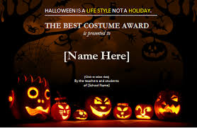 Halloween Contest Winner Certificate Template Halloween Costume