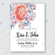 Pink Wedding Invitation Floral Vector Marriage Card Templates Free
