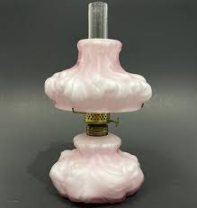 Satin Pink Glass Shade Oil Lamp