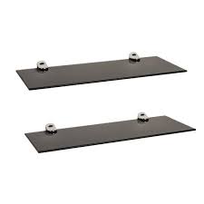 Black Smoke Glass Floating Shelves