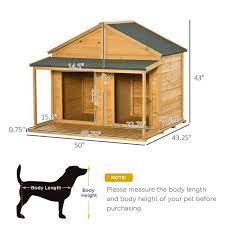 Pawhut Wooden Dog House Outdoor Duplex