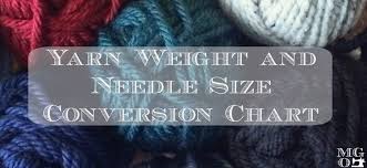 Yarn Weights And Knitting Needle Size Conversion Chart