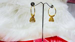 24k gold plated round jhumka for women