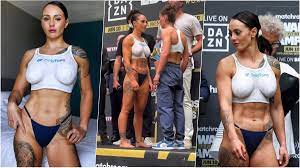 Topless Boxer Cherneka Johnson Poses With Body Paint During the Weigh