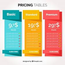 Modern Pricing Tables Vector Free Download