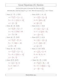 Y Worksheet Writing A Linear Equation