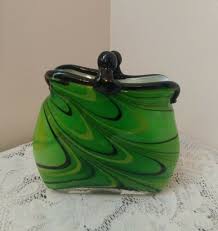 vintage hand blown art glass purse vase