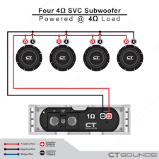 Probably one of the things people have the most trouble with when installing multiple subs or dual voice coil subs is when it comes to wiring them to the amp. Four Speaker 4 Ohm Single Voice Coil Tagged Pair Ct Sounds