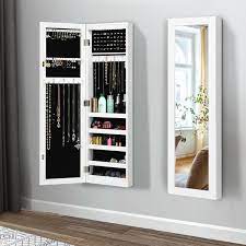 Wall And Door Mirrored Jewelry Cabinet