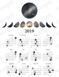 2019 Moon Phase Calendar Galaxy Equinox Solstice Astronomy