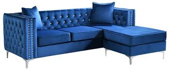 glory furniture paige blue velvet sofa