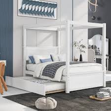 Wood Canopy Bed Full Size Platform Bed