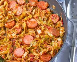 Fried Cabbage And Sausage And Bacon gambar png