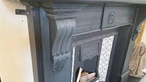 red antique slate fireplace with