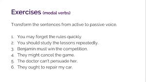 For example, in the sentence about the haircut, need is the modal. Modal Verbs Passive Worksheet