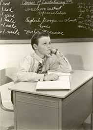 Historic Image Of Boy Daydreaming In Class Black And White Photo