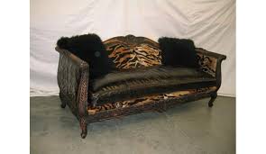 jungle room tiger and embossed leather sofa