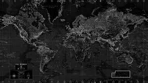 black and white world map wall mural