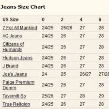 Silver Size Chart Jeans Conversion Elegant Lovely Bke Of
