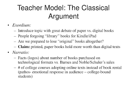 prompt are printed books better than digital versions ppt teacher model the classical argument