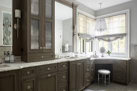 brown oak bathroom cabinets with corner