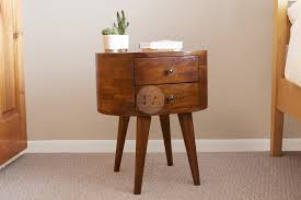 Round Bedside Table Mid Century With 2