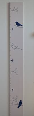 Wood Growth Chart Navy Blue Birds Botanical By
