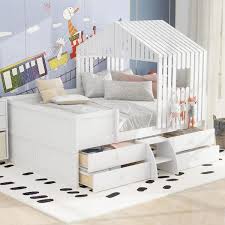 House Shaped Low Loft Bed With 4 Drawer