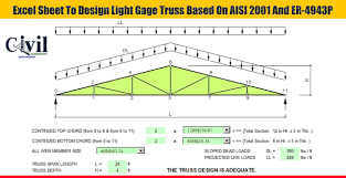 excel sheet to design light e truss