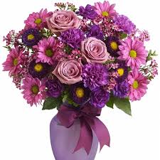 Pretty In Pinks Lilac And Purple Flower Bouquet In A Vase