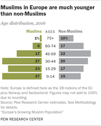 Muslims constitute around 16% of the indian population as of june 2018. Muslim Population Growth In Europe Pew Research Center