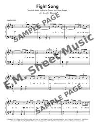 Rachel platten for the song musicnotes.com for the sheet music my piano for letting me record it playing.lol shared: Fight Song Piano Sheet Music Music Sheet Collection
