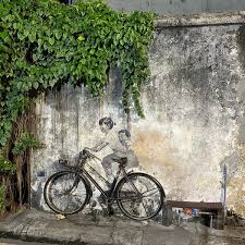Penang Street Art Kids On Bicycle