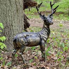 Wild Baby Stag Deer Bronze Metal Garden