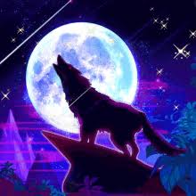 Brown and black wolf digital wallpaper, artwork, planet, space. Wolf Moon Gifs Tenor