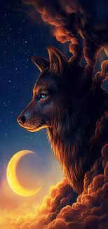 The great collection of wolf howling at the moon wallpaper for desktop, laptop and mobiles. Punch Hole Wallpapers S20 S20 S20 Ultra Galaxy Painting Fantasy Wolf Wolf Wallpaper