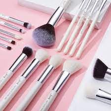 silver makeup brushes set